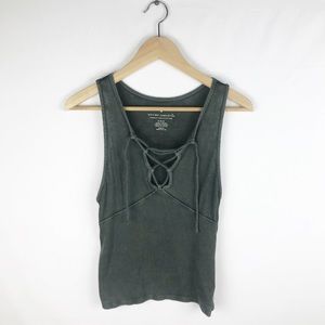 American Eagle Essentials Front Lace Crop Top M